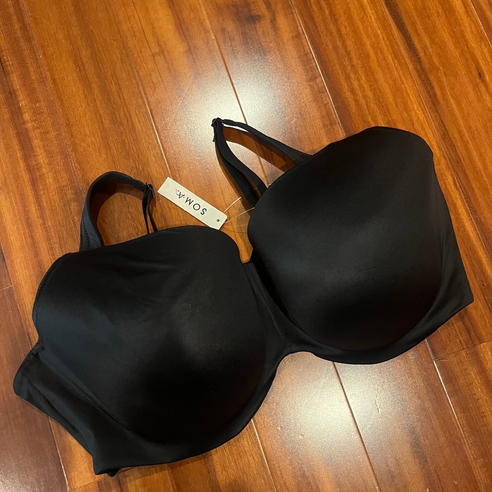 Soma 44DDD Black Bra Stunning Balconette Underwire Intimates Plus 44F New NWT